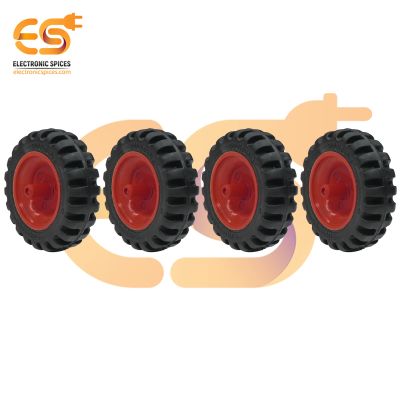 40mm x 12mm Red Robotics Toy Smart Car Wheel | Durable Plastic Tyre with Grip Pack of 4